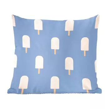 Декоративная подушка MuchoWow Диванная подушка Декоративная подушка для гостиной 50 x 50 см Узор мороженого Синие наволочки Украшение спальни