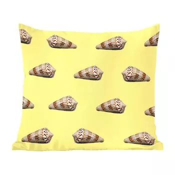 Декоративная подушка MuchoWow, диванная подушка, декоративная подушка для гостиной, 50 х 50 см, ракушки, узор, желтый, лето, чехлы на подушки, украшение, спальня