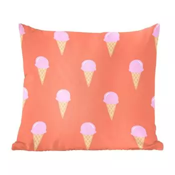 Декоративная подушка MuchoWow, диванная подушка, декоративная подушка для гостиной, 60 х 60 см, мороженое - узор - лето - чехол на подушку - хлопчатобумажная ткань - декоративные чехлы на подушки