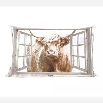 Декоративная подушка MuchoWow Диванная подушка Декоративная подушка для гостиной 60 x 40 см Шотландский горец - Окно - Туман - Вид - Чехлы на подушки - Декоративные чехлы на подушки - Декоративные чехлы на подушки