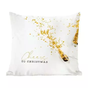 Декоративная подушка MuchoWow, диванная подушка, декоративная подушка для гостиной, 60 х 60 см, зима - Рождество - золото - чехол на подушку - хлопчатобумажная ткань - декоративные наволочки