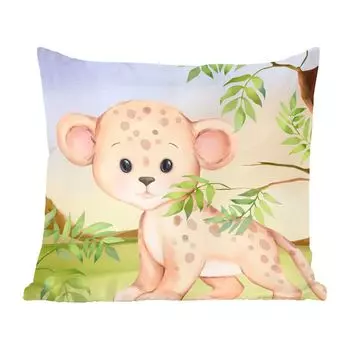 Декоративная подушка MuchoWow, диванная подушка, декоративная подушка для гостиной, 60 х 60 см, леопард, джунгли, листья, чехол на подушку, хлопчатобумажная ткань, декоративные чехлы на подушки