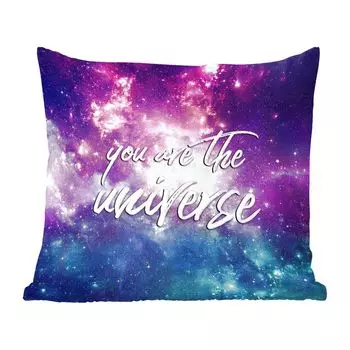 Декоративная подушка MuchoWow, диванная подушка, декоративная подушка для гостиной, 60 х 60 см, пословицы - «Ты - вселенная» - цитаты - комната - мальчики - девочки - дети - чехол на подушку - хлопчатобумажная ткань - декоративные наволочки