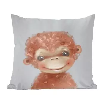 Декоративная подушка MuchoWow Диванная подушка Декоративная подушка для гостиной 50 x 50 см Серые наволочки с изображением обезьяны джунглей Украшение спальни