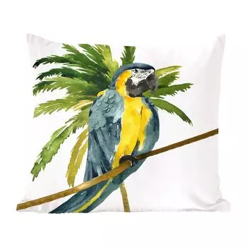 Декоративная подушка MuchoWow, диванная подушка, декоративная подушка для гостиной, 60 х 60 см, джунгли, попугай, ветка, чехол на подушку, хлопчатобумажная ткань, декоративные чехлы на подушки