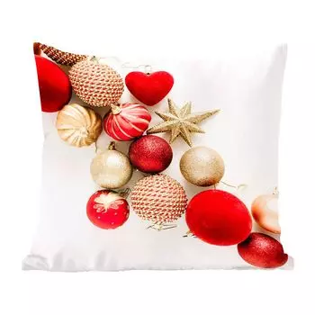 Декоративная подушка MuchoWow, диванная подушка, декоративная подушка для гостиной, 60 х 60 см, зима - красный - шарики - чехол на подушку - хлопчатобумажная ткань - декоративные наволочки