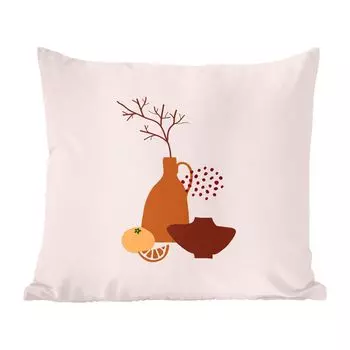 Декоративная подушка MuchoWow, диванная подушка, декоративная подушка для гостиной, 60 х 60 см, вазы, фрукты, дизайн, чехол на подушку, хлопчатобумажная ткань, декоративные чехлы на подушки