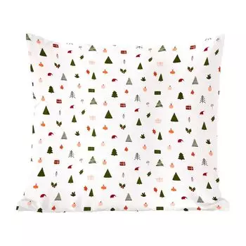 Декоративная подушка MuchoWow, диванная подушка, декоративная подушка для гостиной, 60 х 60 см, зима - узор - белый - чехол на подушку - хлопчатобумажная ткань - декоративные наволочки