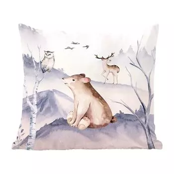 Декоративная подушка MuchoWow, диванная подушка, декоративная подушка для гостиной, 50 х 50 см, животные, зима, сова, чехлы на подушки, украшение, спальня