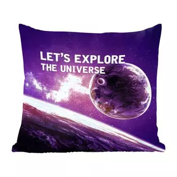 Декоративная подушка MuchoWow, диванная подушка, декоративная подушка для гостиной, 60 х 60 см, цитаты - «Давайте исследовать вселенную» - космос - пословицы - мальчики - дети - дети - чехол на подушку - хлопчатобумажная ткань - декоративные нав...