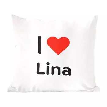 Декоративная подушка MuchoWow, диванная подушка, декоративная подушка для гостиной, 60 х 60 см, I love - Лина - девочка - чехол на подушку - хлопчатобумажная ткань - декоративные наволочки
