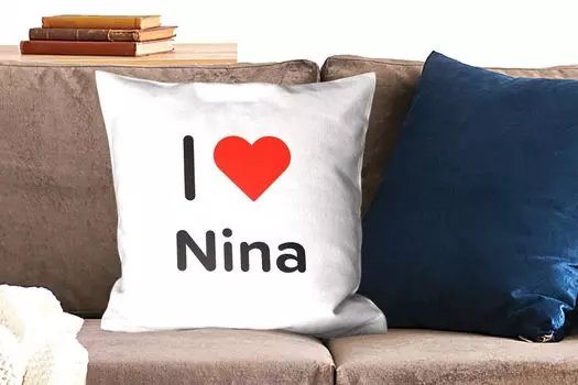 Декоративная подушка MuchoWow, диванная подушка, декоративная подушка для гостиной, 50 х 50 см, I love - Нина - девочка - чехлы на подушки - украшение - спальня