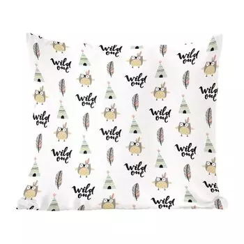 Декоративная подушка MuchoWow, диванная подушка, декоративная подушка для гостиной, 60 x 60 см, сова - цитата - узор - чехол на подушку - хлопчатобумажная ткань - декоративные наволочки