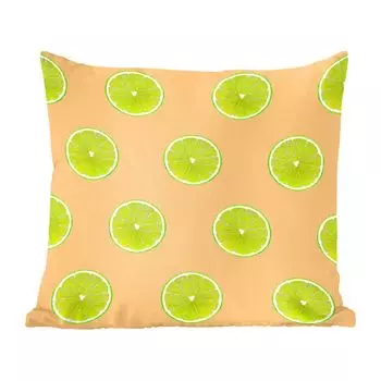 Декоративная подушка MuchoWow, диванная подушка, декоративная подушка для гостиной, 60 x 60 см, салатовый - пастель - узор - чехол на подушку - хлопковая ткань - декоративные наволочки