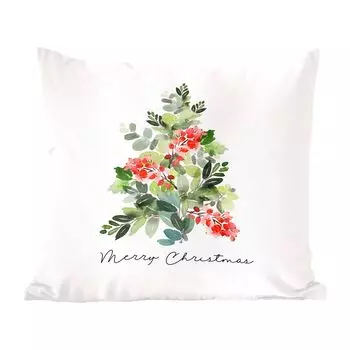 Декоративная подушка MuchoWow, диванная подушка, декоративная подушка для гостиной, 60 х 60 см, Рождество - акварель - Рождественская елка - чехол на подушку - хлопчатобумажная ткань - декоративные наволочки