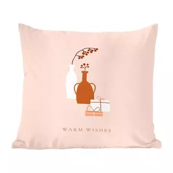 Декоративная подушка MuchoWow, диванная подушка, декоративная подушка для гостиной, 60 x 60 см, подарки - вазы - цитата - чехол на подушку - хлопчатобумажная ткань - декоративные наволочки