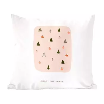 Декоративная подушка MuchoWow, диванная подушка, декоративная подушка для гостиной, 50 х 50 см, Рождественские елки - Рождественские шары - цитата - чехлы на подушки - украшение - спальня