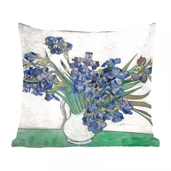 Декоративная подушка MuchoWow, диванная подушка, декоративная подушка для гостиной, 60 х 60 см, натюрморт с ирисами - Винсент Ван Гог - чехол на подушку - хлопчатобумажная ткань - декоративные наволочки