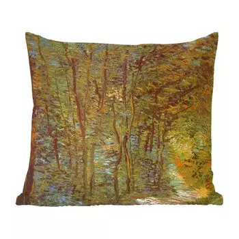 Декоративная подушка MuchoWow, диванная подушка, декоративная подушка для гостиной, 60 х 60 см, в лесу - Винсент Ван Гог - чехол на подушку - хлопчатобумажная ткань - декоративные чехлы на подушки