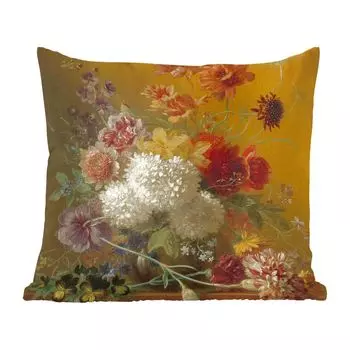 Декоративная подушка MuchoWow, диванная подушка, декоративная подушка для гостиной, 60 х 60 см, натюрморт с цветами - картина Г.Дж.Дж. Ван Оса - чехол на подушку - хлопковая ткань - декоративные наволочки, мультиколор