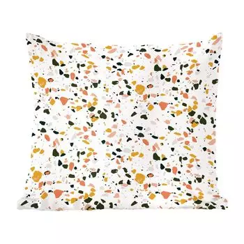 Декоративная подушка MuchoWow Диванная подушка Декоративная подушка для гостиной 60 x 60 см Серый - Розовый - Терраццо - Узор - Чехол на подушку - Хлопчатобумажная ткань - Декоративные наволочки