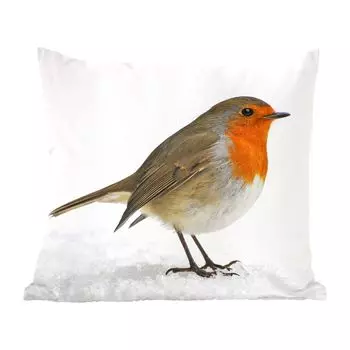 Декоративная подушка MuchoWow Диванная подушка Декоративная подушка для гостиной 45 x 45 см Робин - Снежный - Белый - Чехлы для подушек - Декоративные чехлы для подушек - Декоративные чехлы для подушек