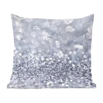 Декоративная подушка MuchoWow, диванная подушка, декоративная подушка для гостиной, 60 x 60 см, серебряный блеск - чехол на подушку - хлопчатобумажная ткань - декоративные чехлы на подушки