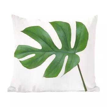 Декоративная подушка MuchoWow Диванная подушка Декоративная подушка для гостиной 60 x 60 см Ботанический лист на белом фоне - Чехол на подушку - Хлопчатобумажная ткань - Декоративные наволочки
