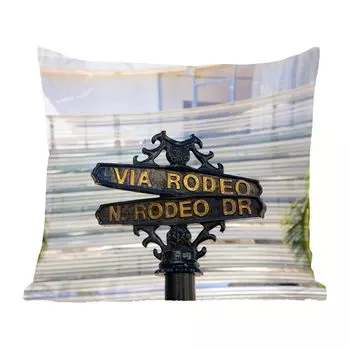 Декоративная подушка MuchoWow, диванная подушка, декоративная подушка для гостиной, 40 x 40 см, дорожный знак между пальмами в Беверли-Хиллз - чехлы на диванные подушки - без наполнителя