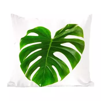 Декоративная подушка MuchoWow Диванная подушка Декоративная подушка для гостиной 60 x 60 см Большой ботанический лист на белом фоне - Чехол на подушку - Хлопчатобумажная ткань - Декоративные наволочки