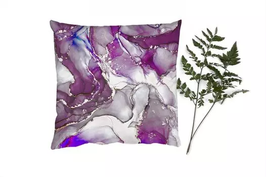 Декоративная подушка MuchoWow Диванная подушка Декоративная подушка для гостиной 60 x 60 см Мрамор - Розовый - Фиолетовый - Золото - Чехол на подушку - Хлопчатобумажная ткань - Декоративные наволочки