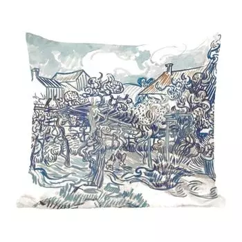 Декоративная подушка MuchoWow, диванная подушка, декоративная подушка для гостиной, 60 х 60 см, старый виноградник с женой фермера - Винсент Ван Гог - чехол на подушку - хлопчатобумажная ткань - декоративные наволочки