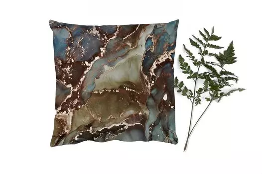 Декоративная подушка MuchoWow Диванная подушка Декоративная подушка для гостиной 60 x 60 см Мрамор - Золото - Зеленый - Чехол на подушку - Хлопчатобумажная ткань - Декоративные наволочки