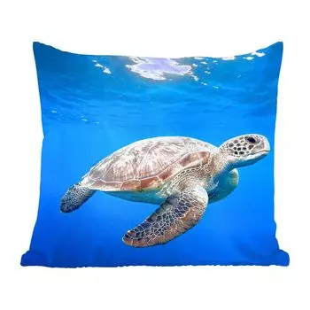 Декоративная подушка MuchoWow, диванная подушка, декоративная подушка для гостиной, 60 х 60 см, черепаха в океане - чехол на подушку - хлопчатобумажная ткань - декоративные наволочки