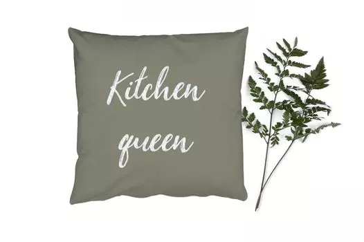 Декоративная подушка MuchoWow Диванная подушка Декоративная подушка для гостиной 60 x 60 см Пословицы - Женщины - Кухонная королева - Цитаты - Чехол на подушку - Хлопчатобумажная ткань - Декоративные наволочки