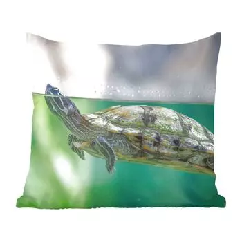 Декоративная подушка MuchoWow, диванная подушка, декоративная подушка для гостиной, 60 х 60 см, черепаха крупным планом - чехол на подушку - хлопчатобумажная ткань - декоративные наволочки