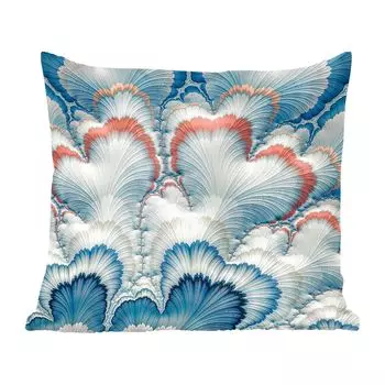 Декоративная подушка MuchoWow, диванная подушка, декоративная подушка для гостиной, 60 х 60 см, бело-синий цветочный узор - чехол на подушку - хлопчатобумажная ткань - декоративные наволочки
