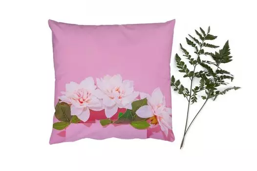 Декоративная подушка MuchoWow Диванная подушка Декоративная подушка для гостиной 60 x 60 см Цветок - Лето - Розовый - Чехол на подушку - Хлопчатобумажная ткань - Декоративные наволочки