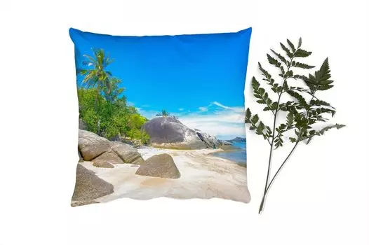 Декоративная подушка MuchoWow Диванная подушка Декоративная подушка для гостиной 60 x 60 см Пляж - Тропики - Море - Растения - Наволочка - Хлопчатобумажная ткань - Декоративные наволочки