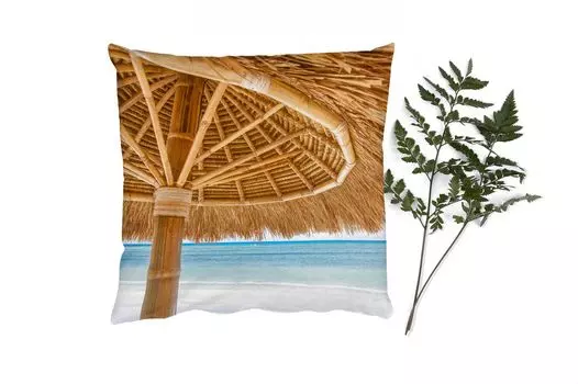 Декоративная подушка MuchoWow Диванная подушка Декоративная подушка для гостиной 60 x 60 см Зонтик от солнца - Пляж - Море - Тропический - Наволочка - Хлопчатобумажная ткань - Декоративные наволочки