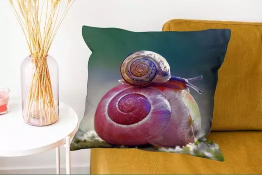 Декоративная подушка MuchoWow, диванная подушка, декоративная подушка для гостиной, 60 х 60 см, улитки, трава, весна, чехол на подушку, хлопчатобумажная ткань, декоративные наволочки