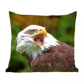 Декоративная подушка MuchoWow, диванная подушка, декоративная подушка для гостиной, 60 х 60 см, каркающий белоголовый орлан - чехол на подушку - хлопчатобумажная ткань - декоративные наволочки