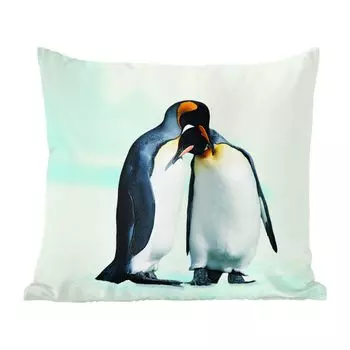 Декоративная подушка MuchoWow, диванная подушка, декоративная подушка для гостиной, 60 х 60 см, пингвины, снег, семья, чехол на подушку, хлопчатобумажная ткань, декоративные чехлы на подушки