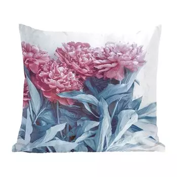 Декоративная подушка MuchoWow, диванная подушка, декоративная подушка для гостиной, 60 х 60 см, розовые пионы на мраморе - чехол на подушку - хлопчатобумажная ткань - декоративные наволочки