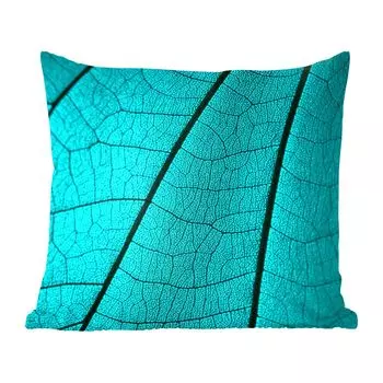 Декоративная подушка MuchoWow, диванная подушка, декоративная подушка для гостиной, 60 х 60 см, скелет из бирюзового листа - чехол на подушку - хлопчатобумажная ткань - декоративные наволочки