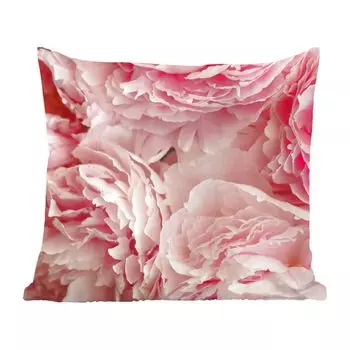 Декоративная подушка MuchoWow, диванная подушка, декоративная подушка для гостиной, 60 х 60 см, вид сверху на букет розовых пионов - чехол на подушку - хлопчатобумажная ткань - декоративные наволочки