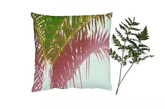 Декоративная подушка MuchoWow Диванная подушка Декоративная подушка для гостиной 60 x 60 см Растение - Лето - Тропический - Розовый - Чехол на подушку - Хлопчатобумажная ткань - Декоративные наволочки