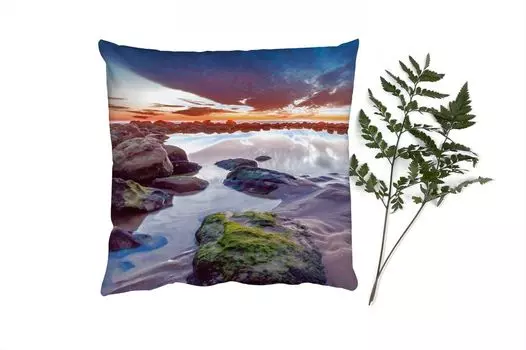 Декоративная подушка MuchoWow Диванная подушка Декоративная подушка для гостиной 60 x 60 см Камни - Вода - Природа - Чехлы на подушки - Хлопчатобумажная ткань - Декоративные наволочки
