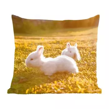 Декоративная подушка MuchoWow, диванная подушка, декоративная подушка для гостиной, 60 х 60 см, кролик, детский, белый, чехол на подушку, хлопчатобумажная ткань, декоративные чехлы на подушки