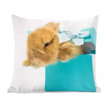 Декоративная подушка MuchoWow, диванная подушка, декоративная подушка для гостиной, 60 х 60 см, кролик, пастель, синий, чехол на подушку, хлопчатобумажная ткань, декоративные наволочки